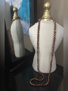 Vintage Brown and Gold Beaded Necklace